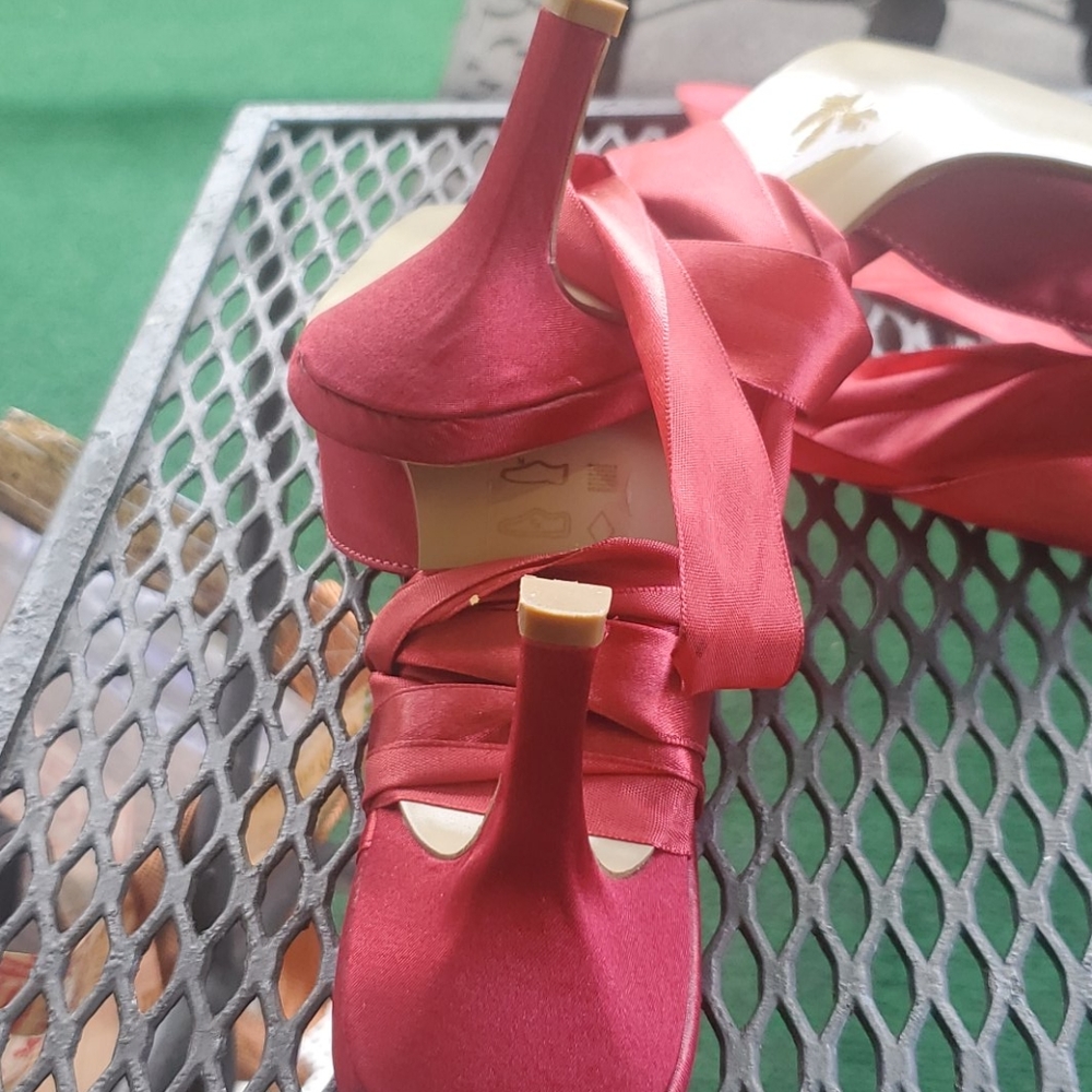 SHASHU Red Satin Ribbon Shoes - Picture 7 of 11